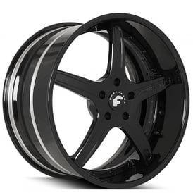 20" Forgiato Wheels Aggio-B Satin Black Face with Gloss Black Lip Forged Rims