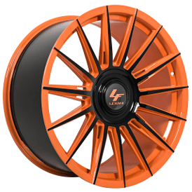 24" Lexani Wheels Lotus-XL Custom Orange with Gloss Black Accents Rims