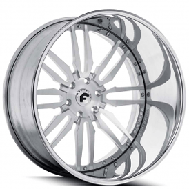 22" Forgiato Wheels Sedici Brushed Silver with Chrome Lip Forged Rims