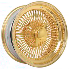 14x6" LA Wire Wheels Standard 100-Spoke Straight Lace American Gold Plating Rims