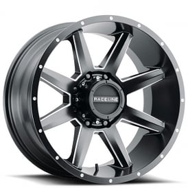 22" Raceline Wheels 954M Stryker Satin Black Milled Off-Road Rims
