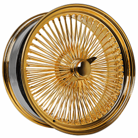 22x8" LA Wire Wheels Standard 150-Spoke Straight Lace American Gold Plating Rims