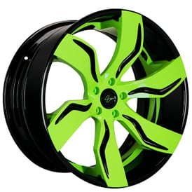 19" Lexani Forged Wheels LZ-765 Zagato Black with Lime Green Accents Rims