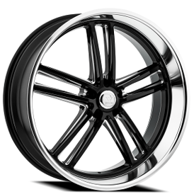 20" Resto Wheel Co R103 Maverick Gloss Black Center with Milled Window and Diamond Cut Lip Rims 