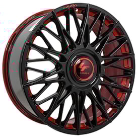 24" Lexani Wheels Newport-XL Custom Gloss Black with Red Accents Rims