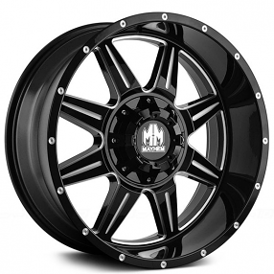 22" Mayhem Wheels 8100 Monstir Black with Milled Spokes Off-Road Rims 