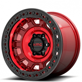 17" KMC Wheels KM236 Tank Beadlock Candy Red Off-Road Rims