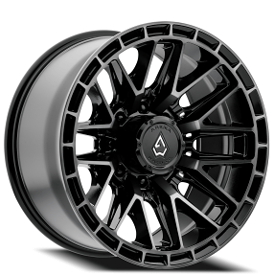 22" Arena Wheel Co A114 Battle Gloss Black with Machined DDT Face and Lip 8-Lug Off-Road Rims 
