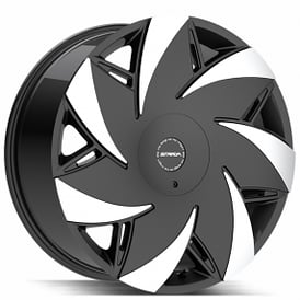 22" Strada Wheels Turbina Gloss Black with Machined Tips Rims