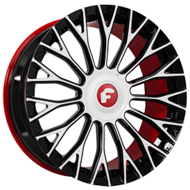 21" Forgiato Wheels NB6-M Gloss Black and White Face with Red Inner and Cap Forged Rims 