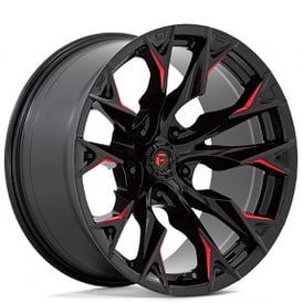 22" Fuel Wheels D823 Flame 5 Gloss Black with Red Milled Off-Road Rims