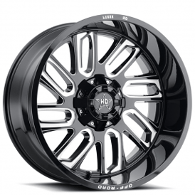 24" Luxxx HD Wheels LHD18 Gloss Black Milled Off-Road Rims