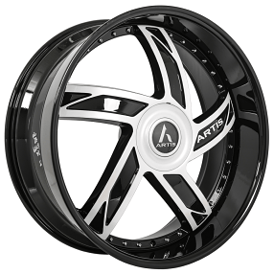 24" Staggered Artis Wheels Vestavia XL Custom Gloss Black with Machined Face Rims