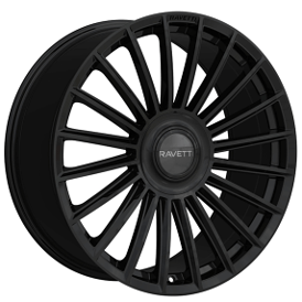 20" Ravetti Wheels M17 Full Gloss Black Floating Cap Rims