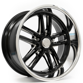 22" Resto Wheel Co R103 Maverick Gloss Black Center with Milled Window and Diamond Cut Lip Rims 