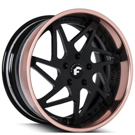 21" Forgiato Wheels Finestro Gloss Black with Rose Gold over Chrome Lip Forged Rims 
