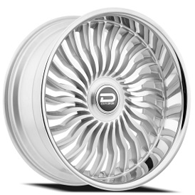 24" DAZZ Wheels D102 Snatch Gloss Silver Brushed Face with Chrome Stainless Steel Lip Rims   