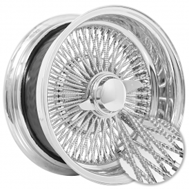 14x6" LA Wire Wheels Reverse Diamond Cut 100-Spoke Straight Lace Chrome Rims 