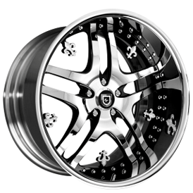 20" Staggered Lexani Forged Wheels LF-701 Chrome with Black Accents and Crystal Inserts Rims