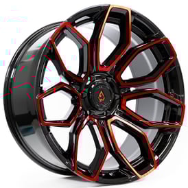 22" Arena Wheel Co A116 Cobra Gloss Black Machined with Red Tint Off-Road Rims 