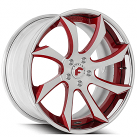 21" Forgiato Wheels Fondare-ECL 2-Tone Gloss White with Red Window Face and Chrome Lip Forged Rims 