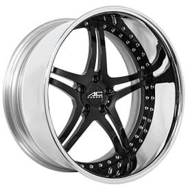 20" Staggered AC Forged Wheels ACF702 Gloss Black with Chrome Lip Three Piece Rims