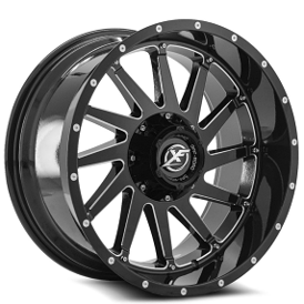 20" XF Off-Road Wheels XF-216 Gloss Black Milled Rims