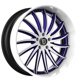 26" Lexani Forged Wheels LF-748 Stinger Gloss White with Dark Purple Accents Face with White Lip Rims