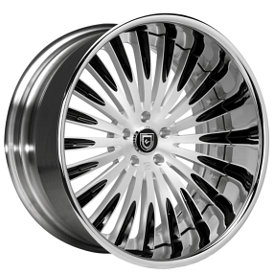 22" Staggered Lexani Forged Wheels LF-734 Camus Brushed with Black Accents Face and Chrome Lip Rims