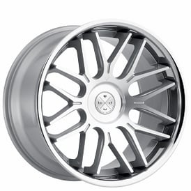 20" Blaque Diamond Wheels BD-27 Silver Machined with Chrome SS Lip Rims 