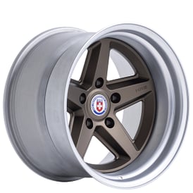 18" Staggered HRE Wheels 517 Satin Bronze Center with Frozen Polished Clear Outer and Inner Forged Rims