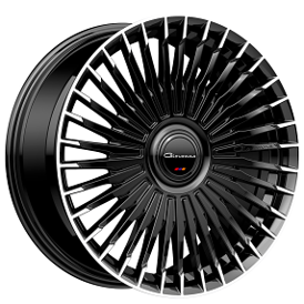 22" Giovanna Wheels Tulum Gloss Black with Machined Tips Floating Cap Rims