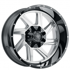 22" Luxxx HD Wheels LHD14 Polished Face with Milled Edges and Gloss Black Lip Off-Road Rims
