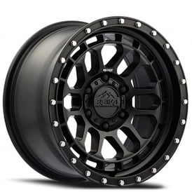 17" Reika Wheels Rambler R35 Satin Black with Black Ring Flow Formed Off-Road Rims