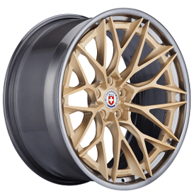24" Staggered HRE Wheels S200H Frozen Gold Center with Polished Dark Clear Outer and Inner Forged Rims