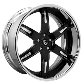 19" Lexani Forged Wheels LF-725 Aqua Gloss Black with Crystal Inserts and Chrome Lip Rims
