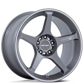 17" Staggered Motegi Racing Wheels MR159 Battle V Gunzilla with Machined Lip Stripe Flow Formed Rims