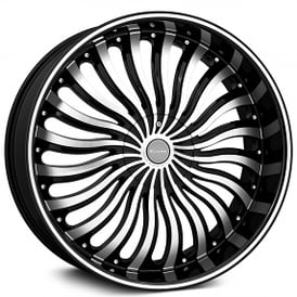 22x8" Elure Wheels 033 Black with Machined Face and Pinstripe Rims