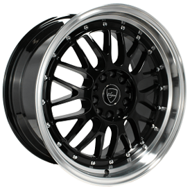 17" Elegant Wheels E28 Gloss Black Center with Machined Lip Rims