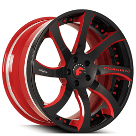 20" Forgiato Wheels Quattresimo-ECL 2-Tone Black and Red Forged Rims 