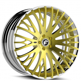 20" Forgiato Wheels Cravatta-ECL Brushed Gold with Chrome Lip Forged Rims