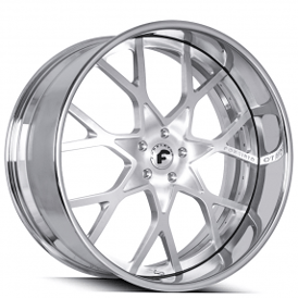 19" Forgiato Wheels Insetto Brushed Silver with Chrome Lip Forged Rims