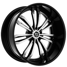 21" Staggered Lexani Forged Wheels LF-763 Brushed Face with Black Window and Lip Rims