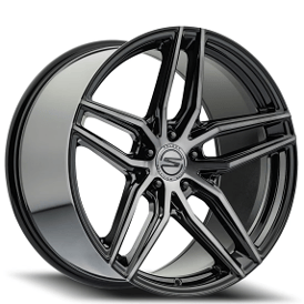 19" Select Precision Alloys Wheels S101 Shadow Gloss Black Brushed DDT with Face Clear Rims 