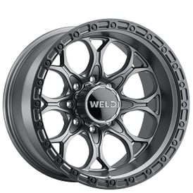 20" Weld Off-Road Wheels Ledge 8 W107 Satin Gunmetal with Satin Black Ring Rotary Forged Rims