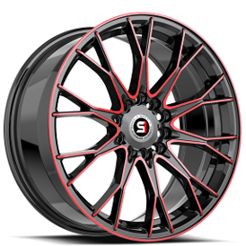17" SPEC-1 Wheels SP-59 Gloss Black with Red Machined Rims 