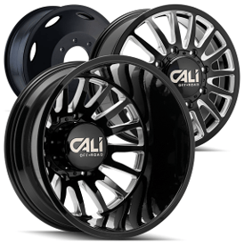 22" Cali Wheels 9110D Summit Dually Gloss Black Milled Off-Road Rims