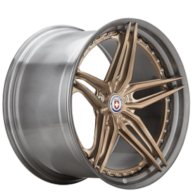 21" Staggered HRE Wheels S107SC Frozen Polished Champagne Center with Brushed Dark Clear Barrel Forged Rims
