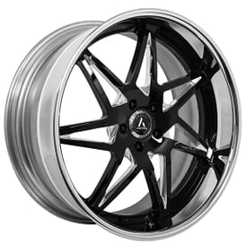 19" Artis Forged Wheels Nirvana Custom Gloss Black Face with Polished Window and Lip Rims