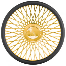 LA Wire Wheels Custom Steering Wheel 60-Spoke Cross Lace High American Gold Plating (Made IN USA) 